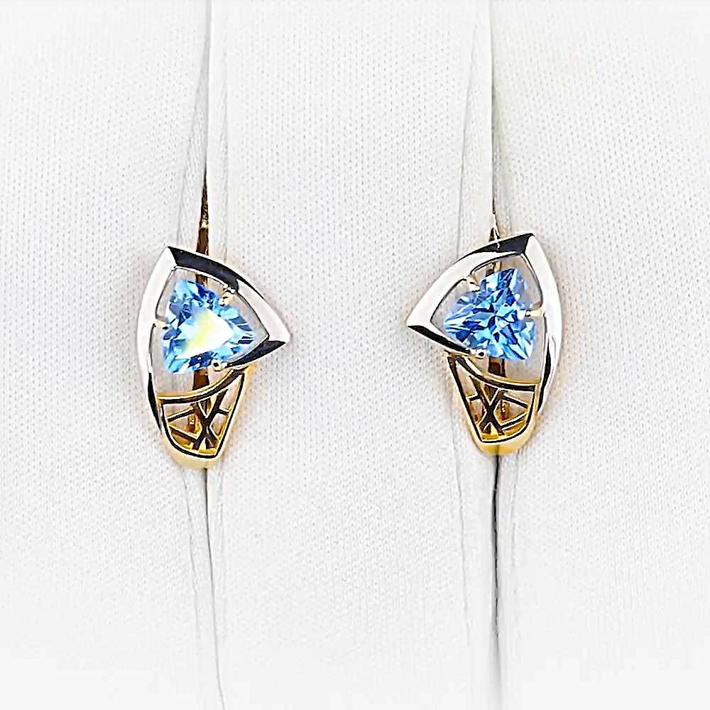 Серьги с топазами из красного золота 585 пробы 1