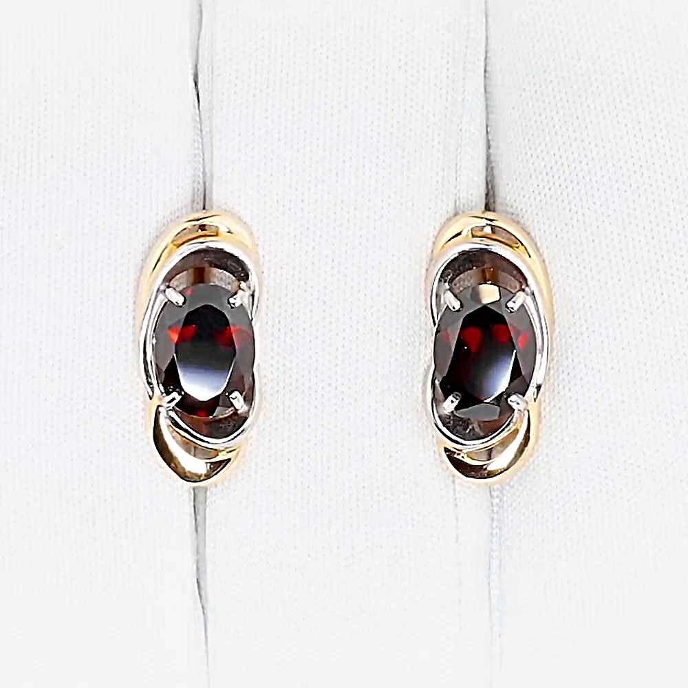 Серьги с гранатами из красного золота 585 пробы