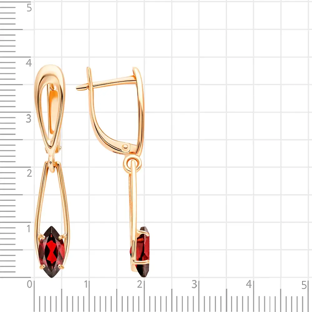 Серьги с гранатами из красного золота 585 пробы 3