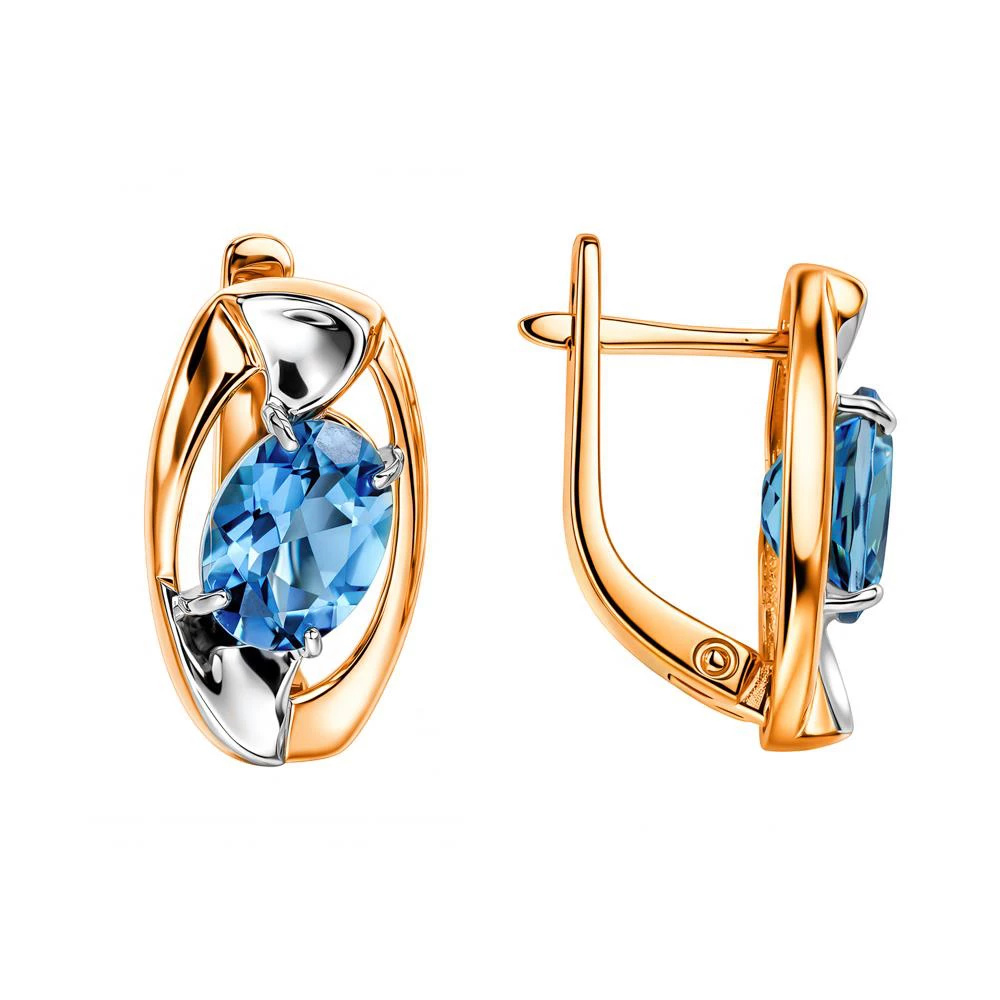 Серьги с топазами лондон из красного золота 585 пробы