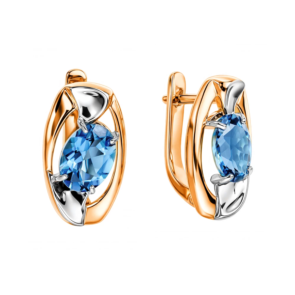 Серьги с топазами лондон из красного золота 585 пробы