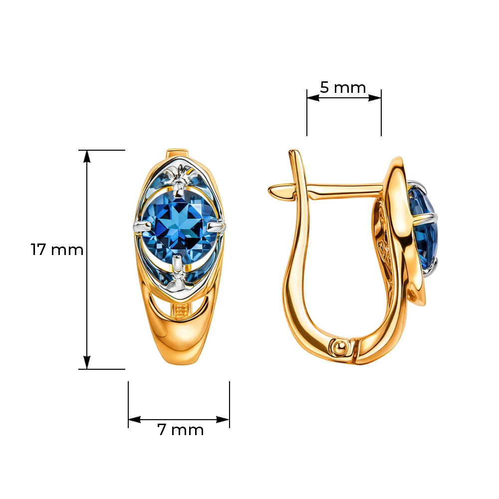 Серьги с топазами лондон из красного золота 585 пробы