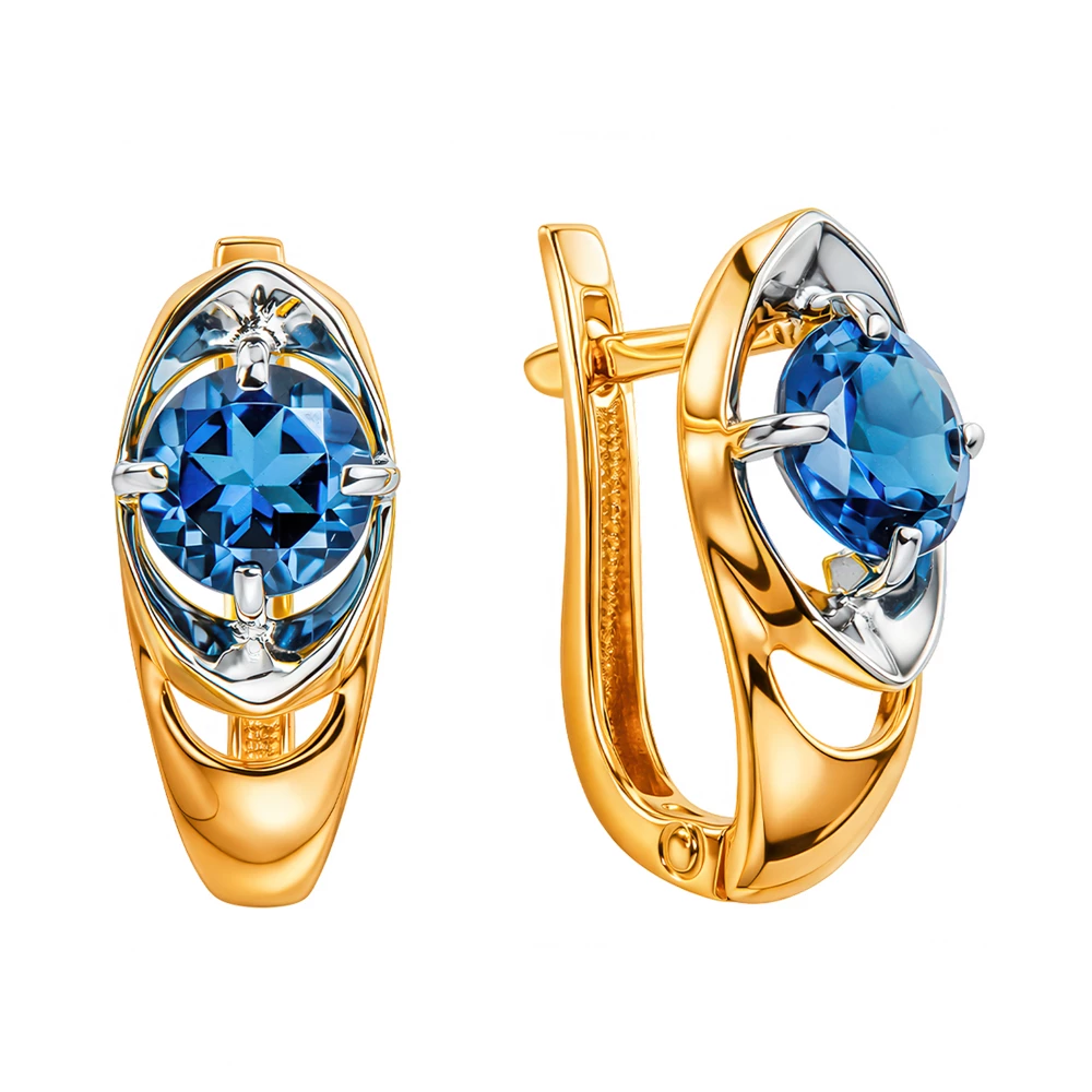 Серьги с топазами лондон из красного золота 585 пробы