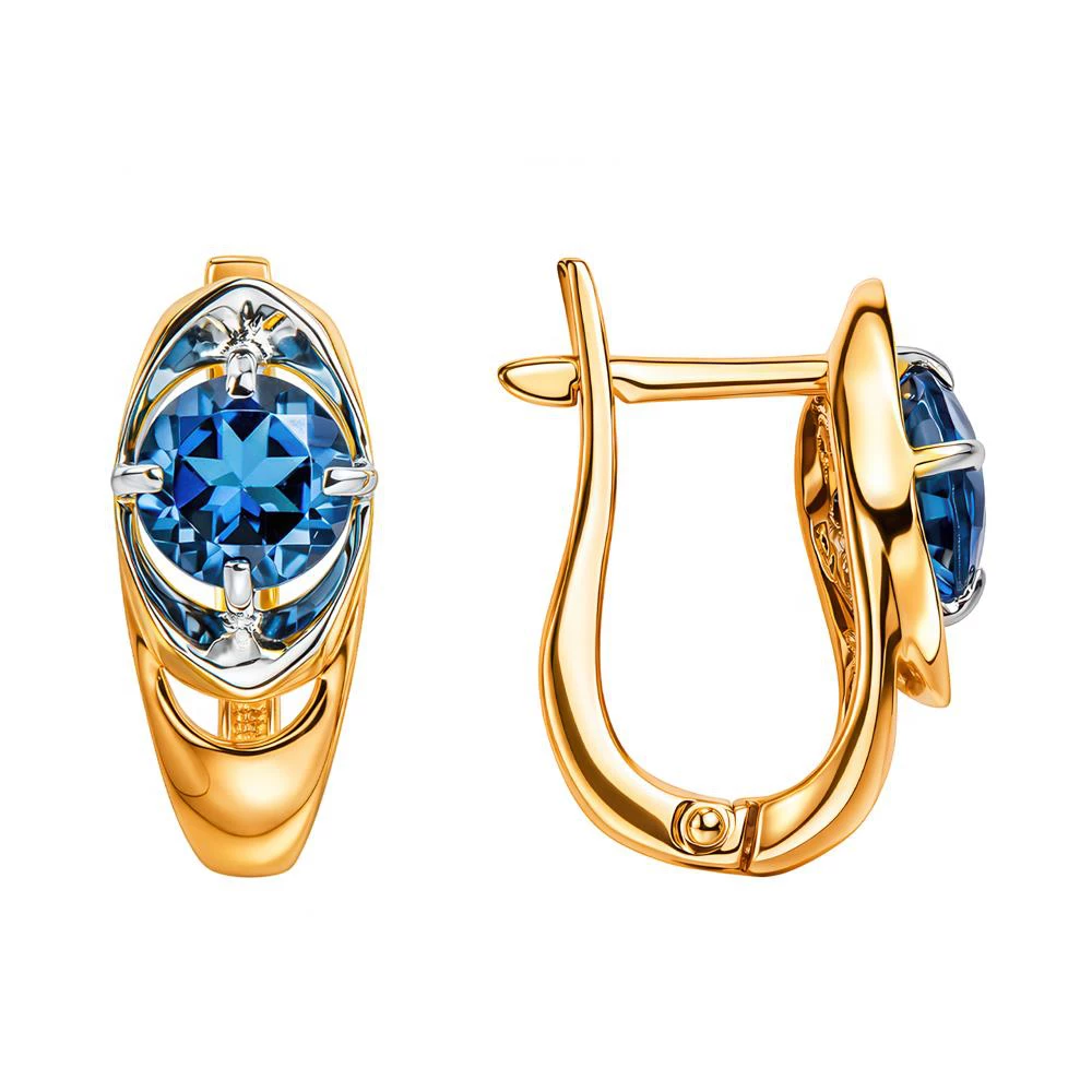 Серьги с топазами лондон из красного золота 585 пробы