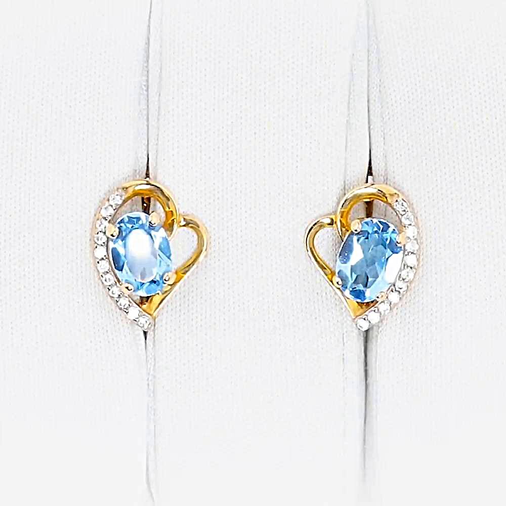 Серьги с топазами и фианитами из красного золота 585 пробы 1