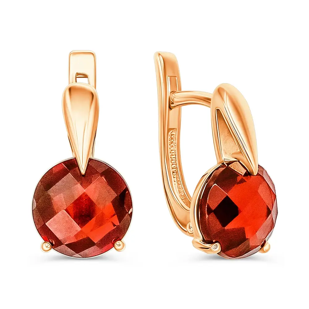 Серьги с гранатами из красного золота 585 пробы 1