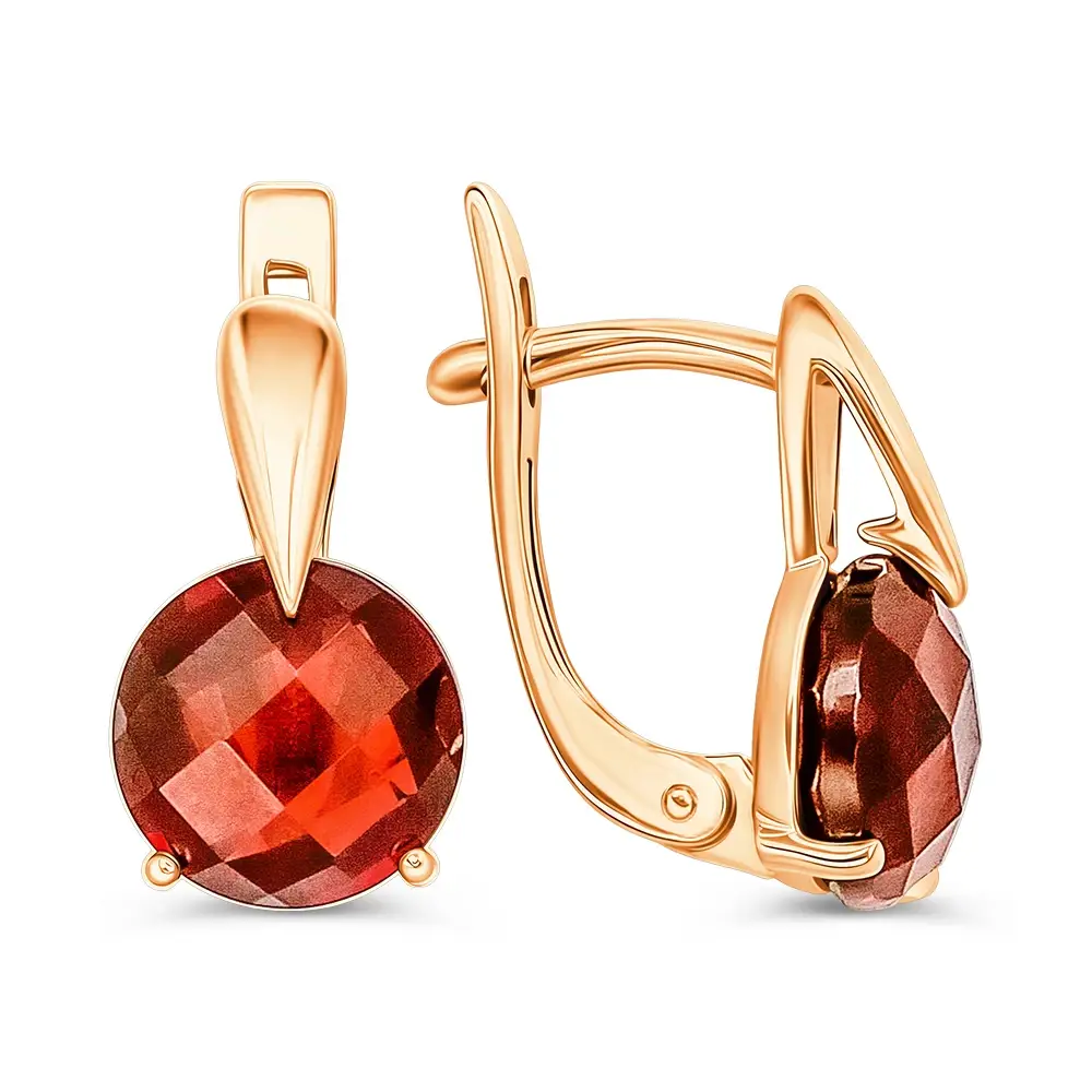 Серьги с гранатами из красного золота 585 пробы 3