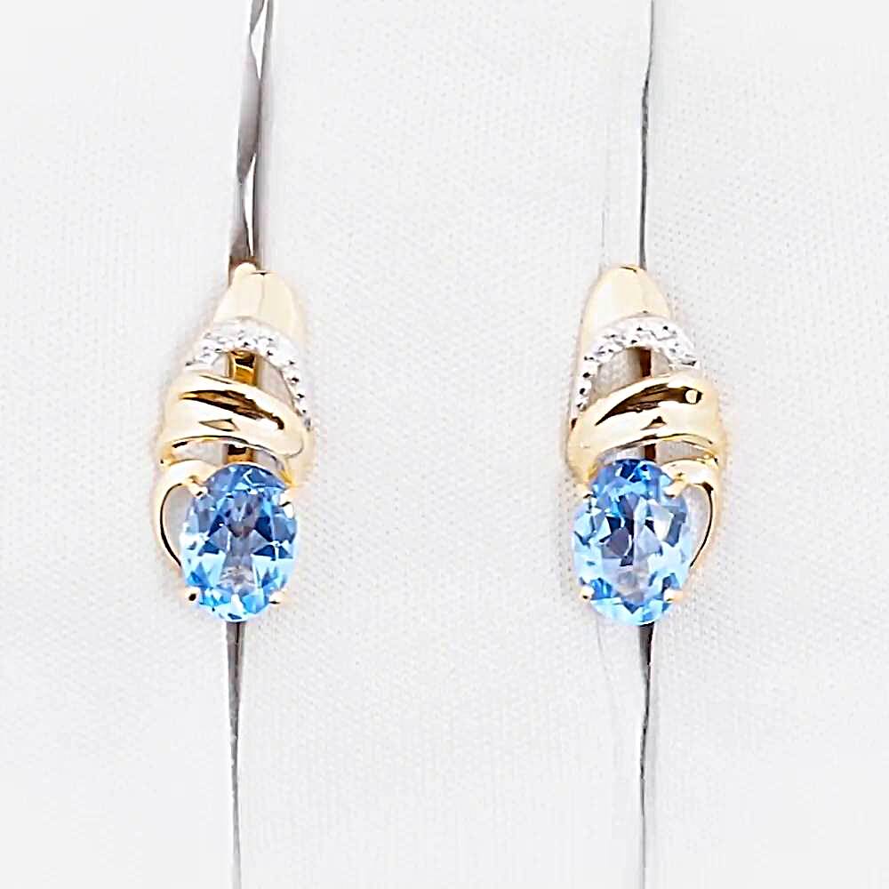 Серьги с топазами и фианитами из красного золота 585 пробы