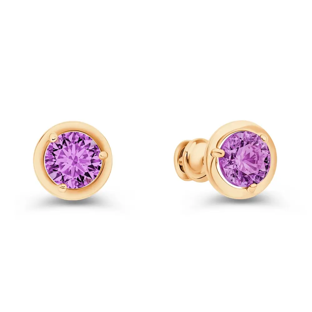 Серьги с аметистами из красного золота 585 пробы 1