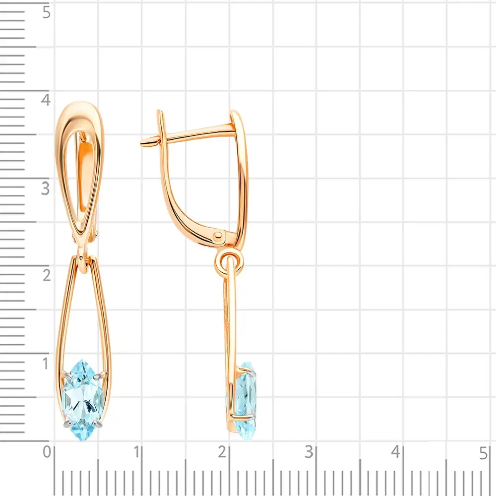 Серьги с топазами из красного золота 585 пробы 3