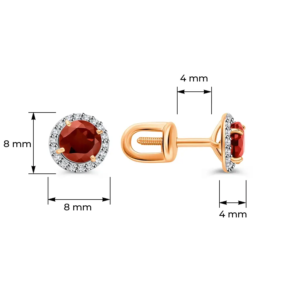 Серьги с гранатами и фианитами из красного золота 585 пробы 4