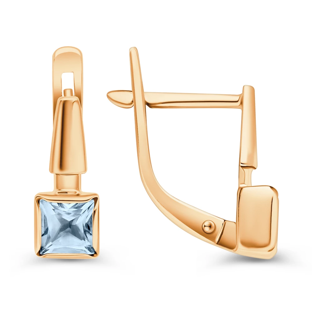 Серьги с топазами из красного золота 585 пробы 2