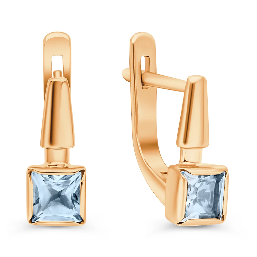 Серьги с топазами из красного золота 585 пробы 1