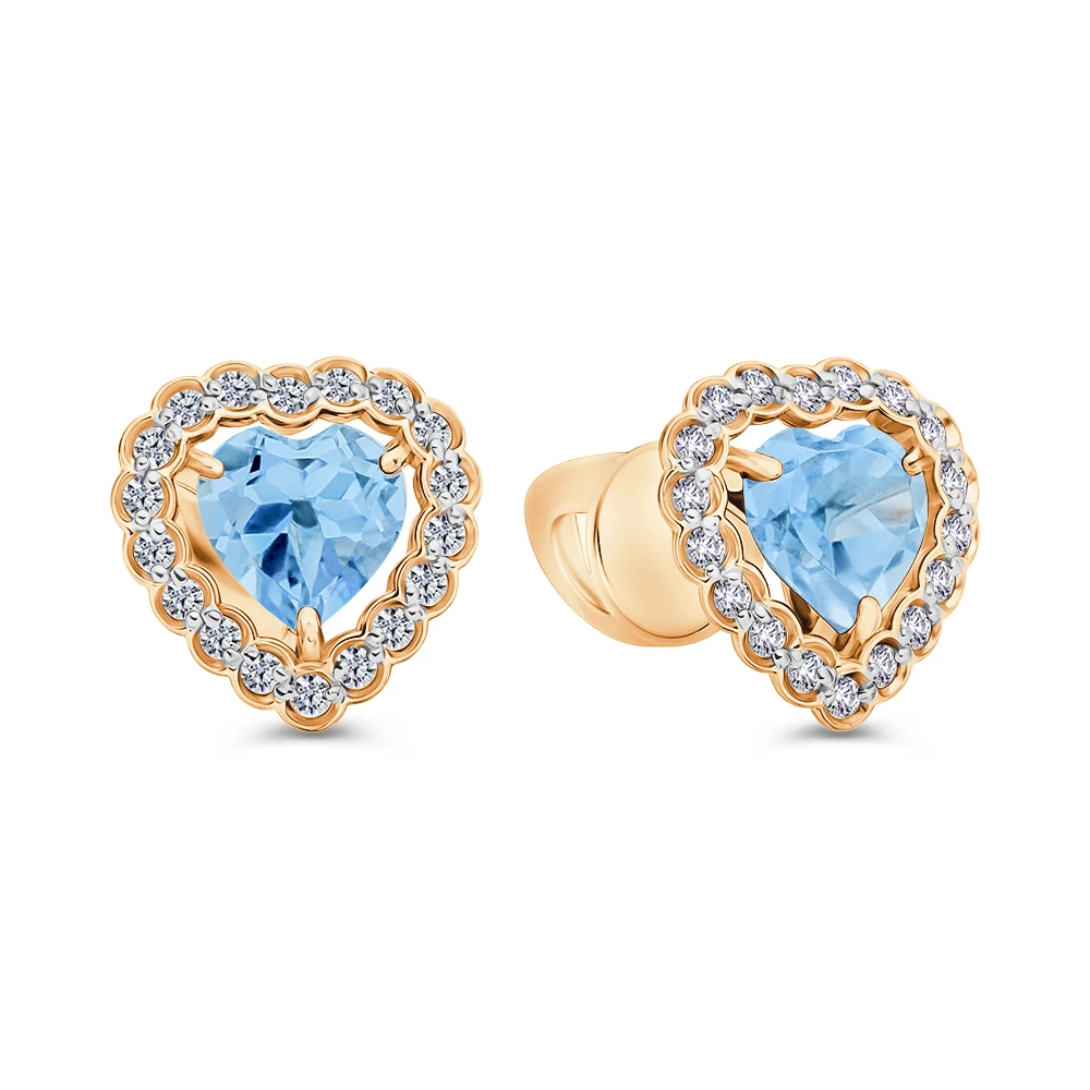 Серьги с топазами и фианитами из красного золота 585 пробы 1