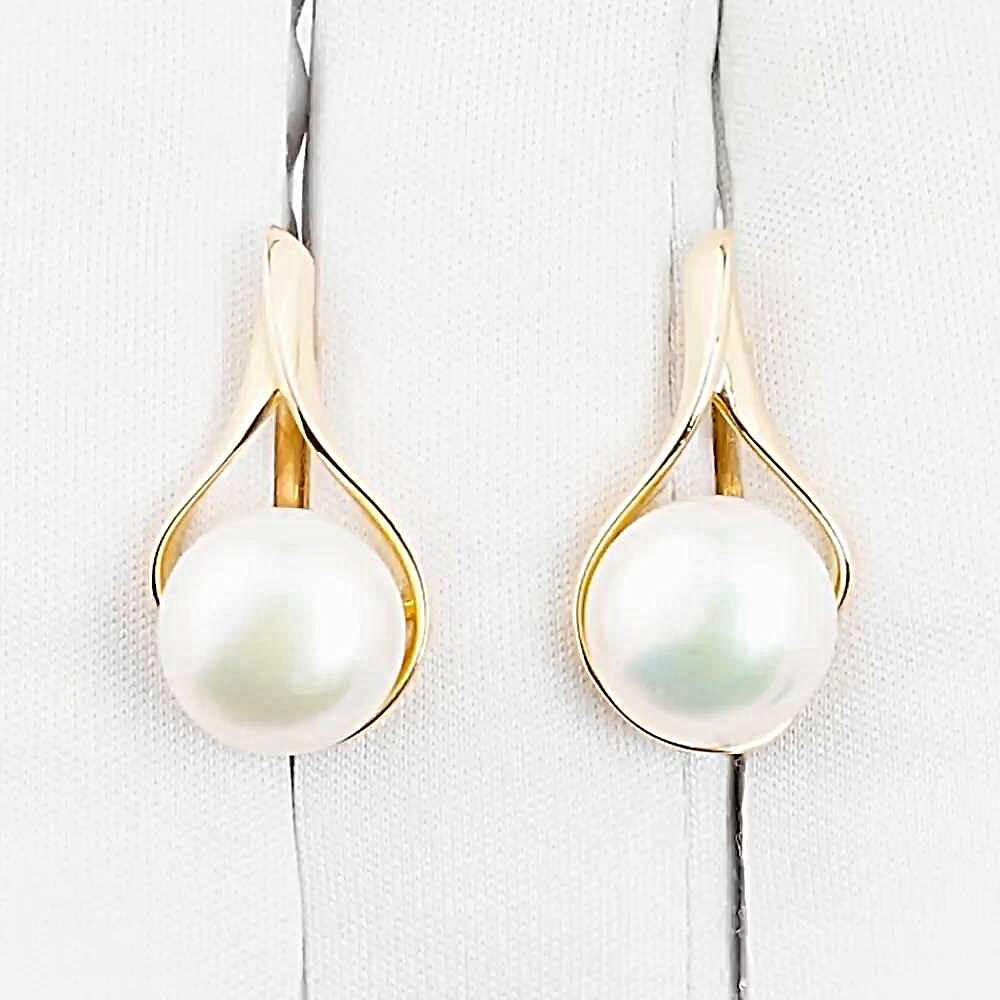 Серьги с культивированным жемчугом из красного золота 585 пробы 1