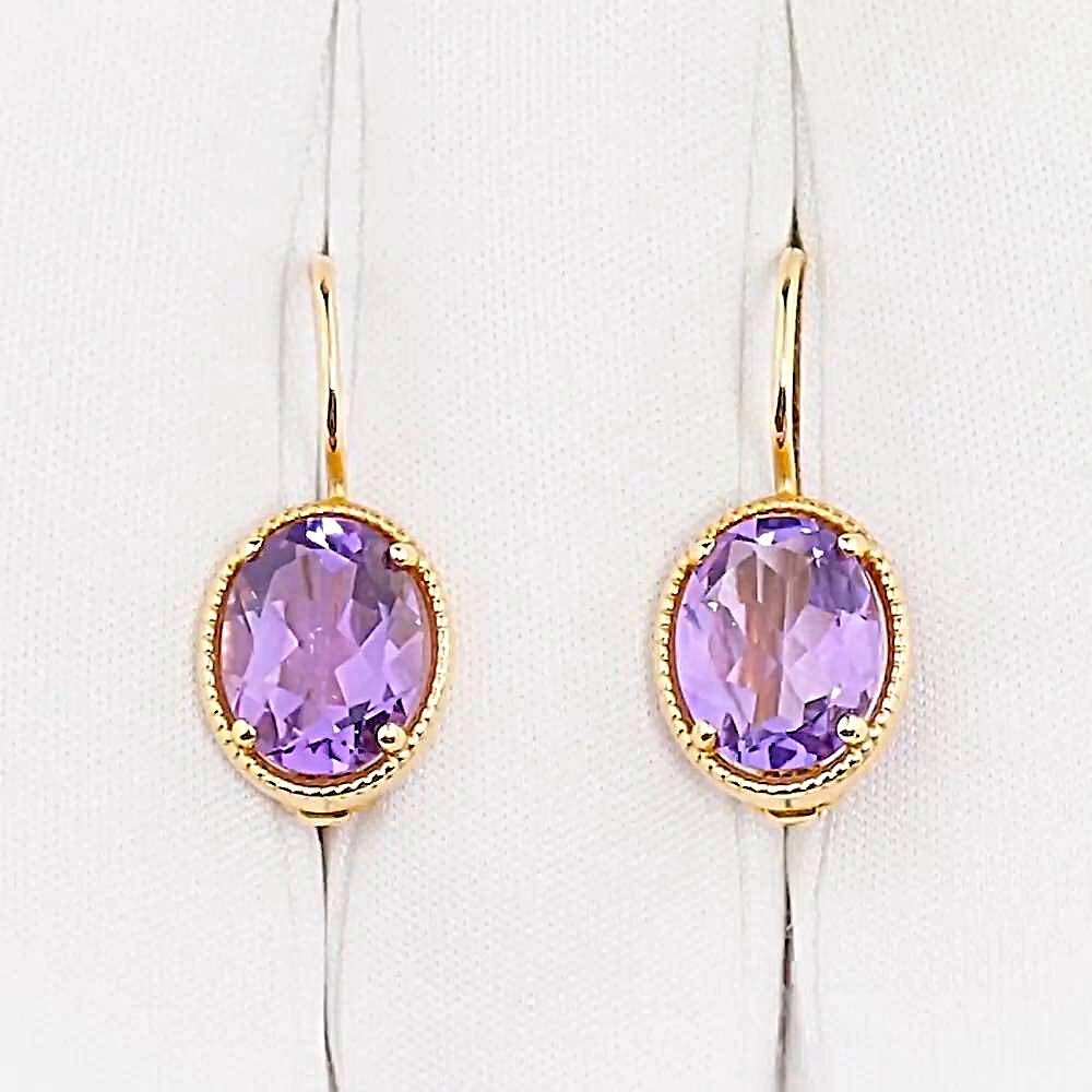 Серьги с аметистами из красного золота 585 пробы 1