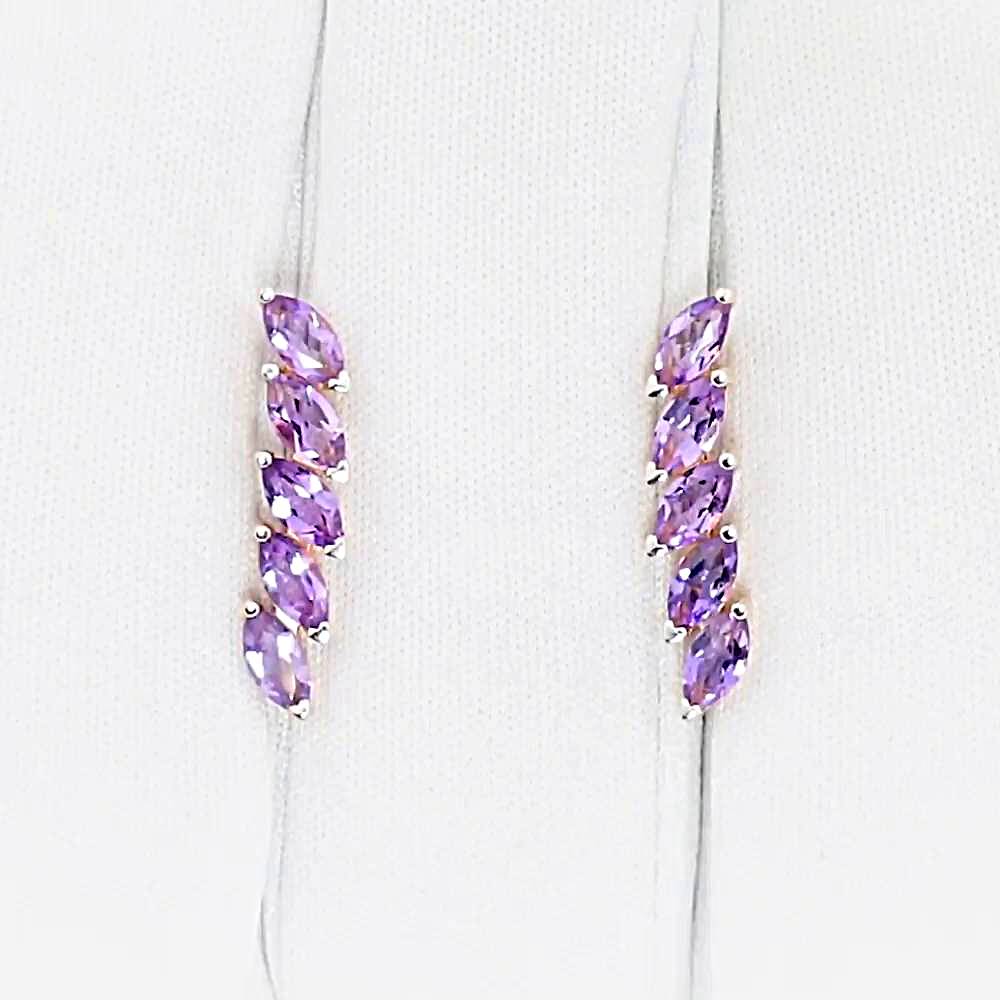 Серьги с аметистами из красного золота 585 пробы 1