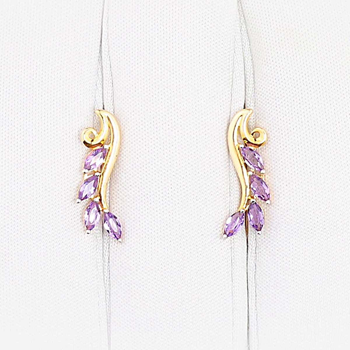 Серьги с аметистами из красного золота 585 пробы 1