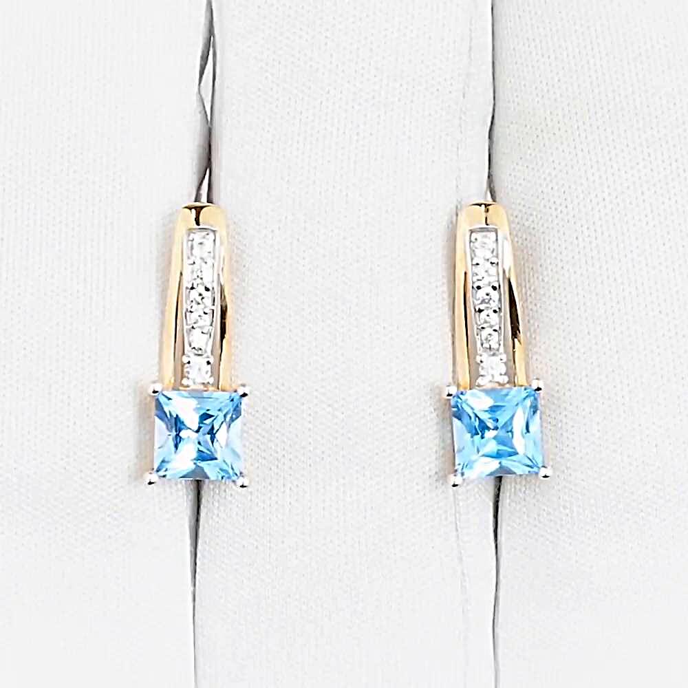 Серьги с топазами и фианитами из красного золота 585 пробы Серьги с топазами и фианитами из красного золота 585 пробы