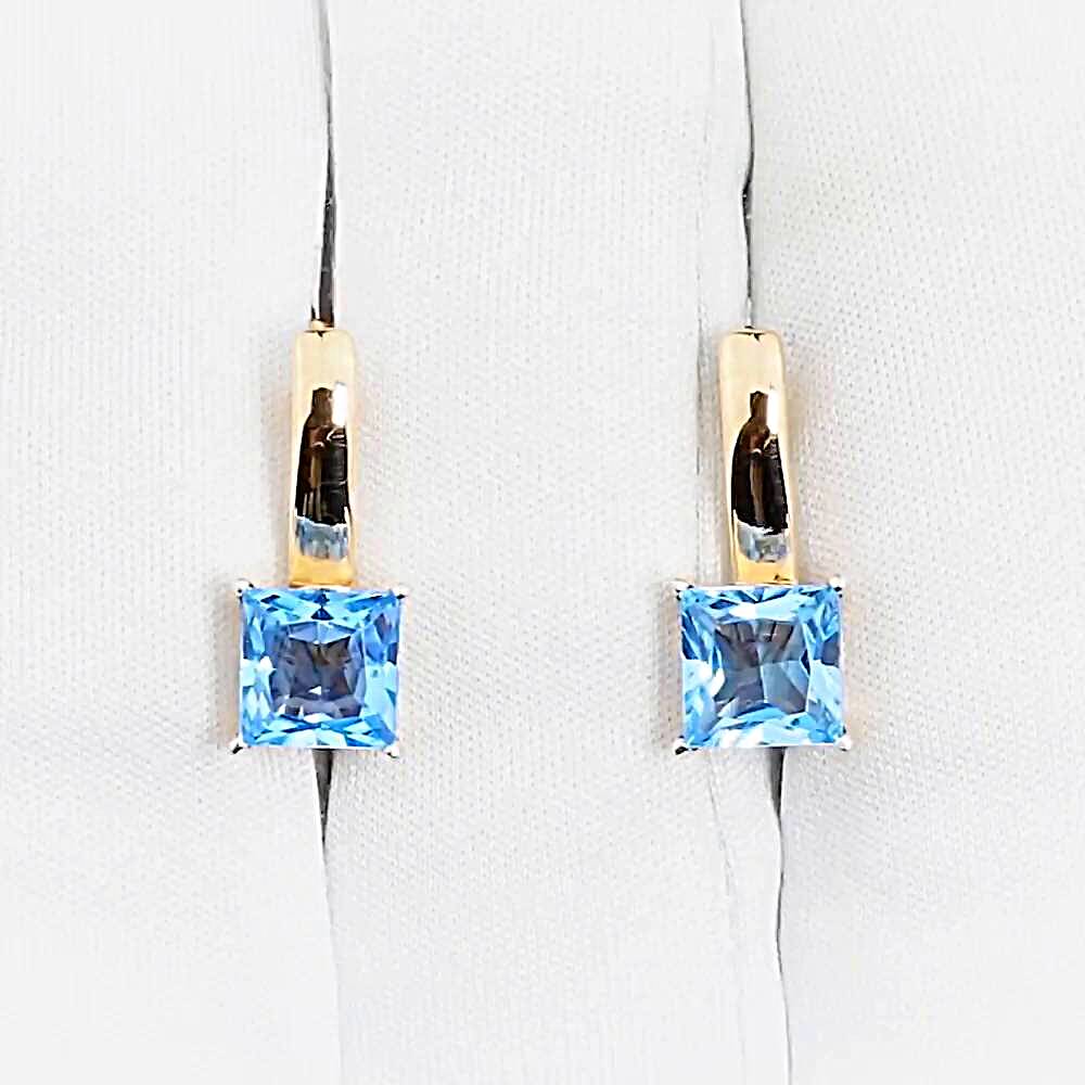 Серьги с топазами из красного золота 585 пробы