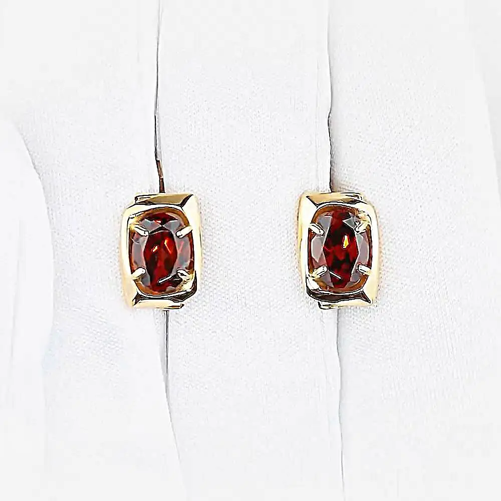 Серьги с гранатами из красного золота 585 пробы 2
