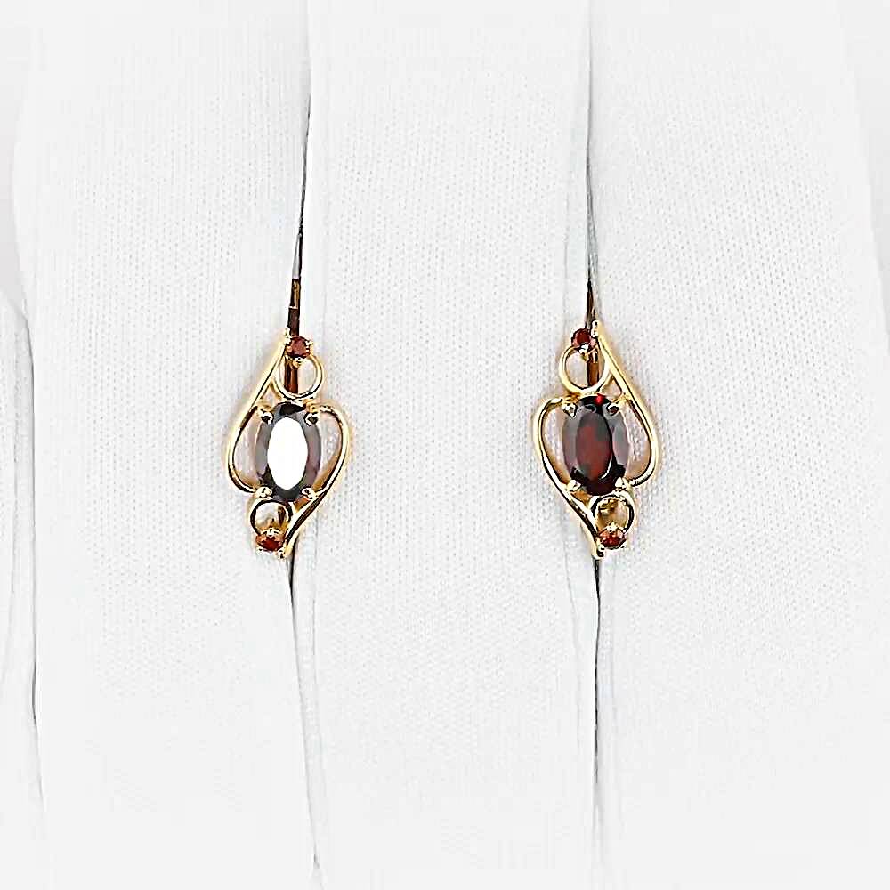 Серьги с гранатами из красного золота 585 пробы 1
