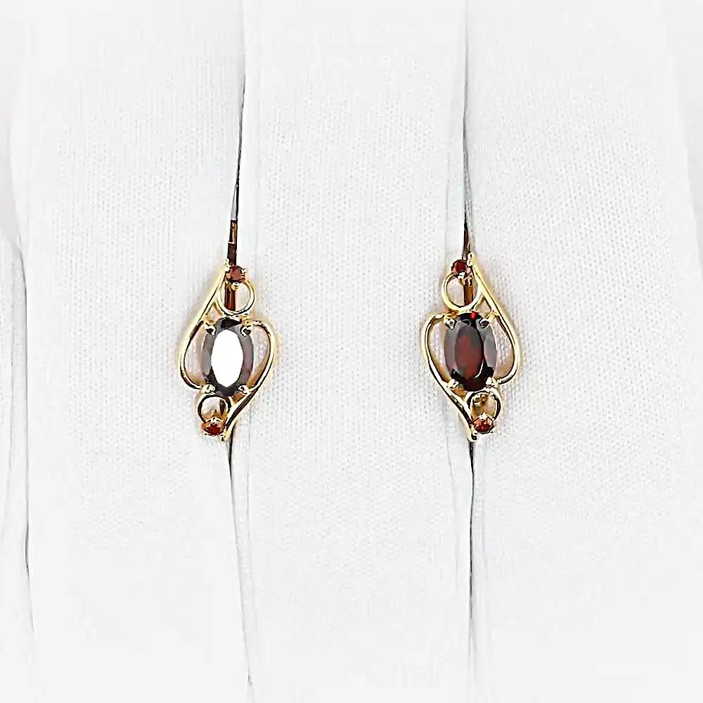 Серьги с гранатами из красного золота 585 пробы 2