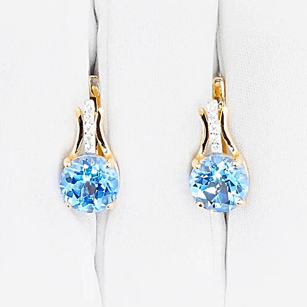 Серьги с топазами и фианитами из красного золота 585 пробы 1