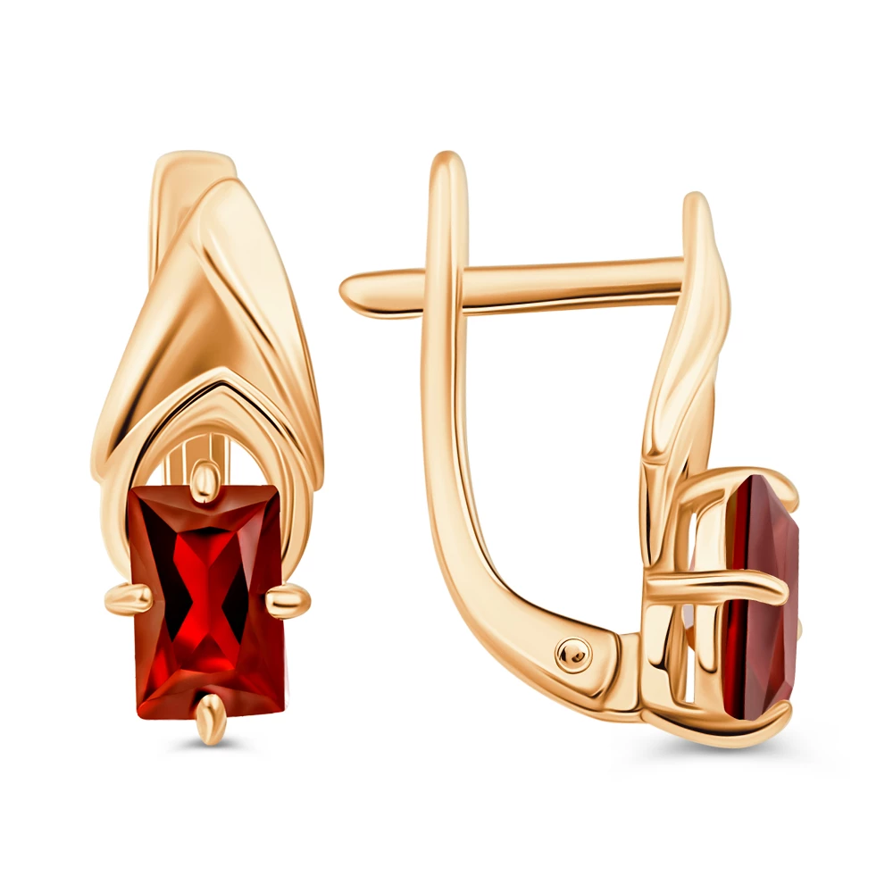Серьги с гранатами из красного золота 585 пробы 3