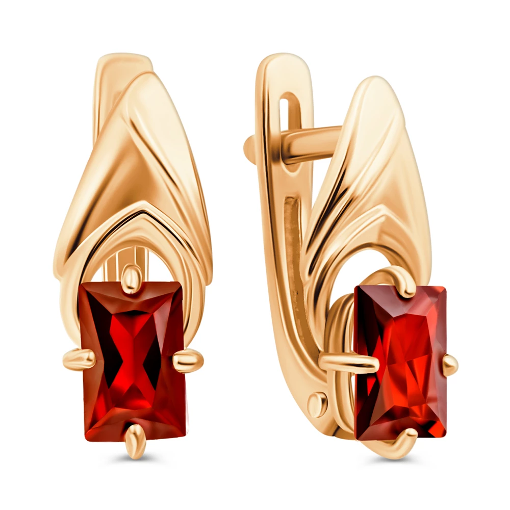 Серьги с гранатами из красного золота 585 пробы 2