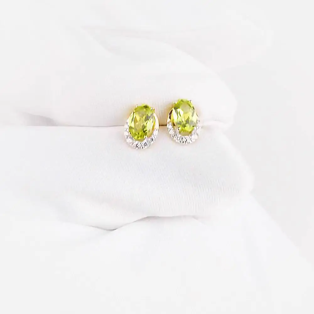 Серьги с хризолитами и фианитами из красного золота 375 пробы 2