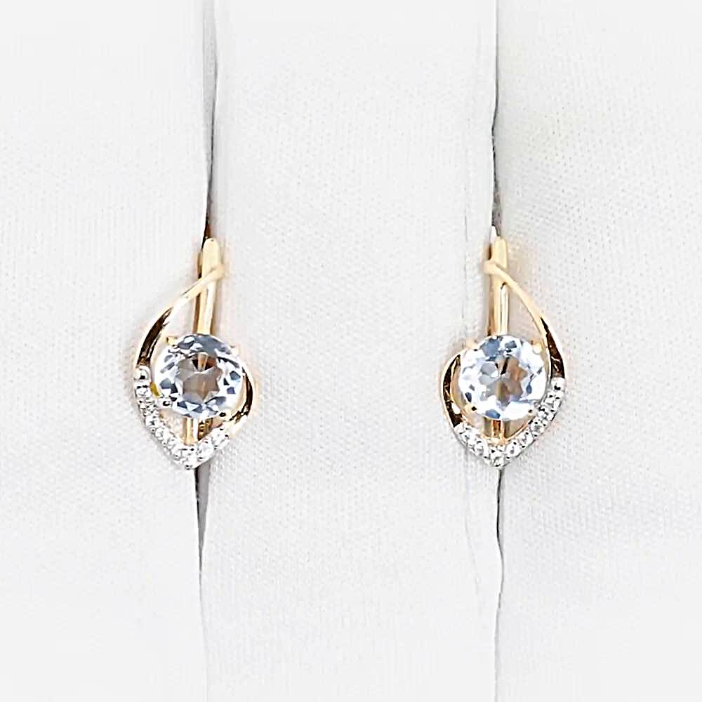 Серьги с топазами и фианитами из красного золота 585 пробы 1