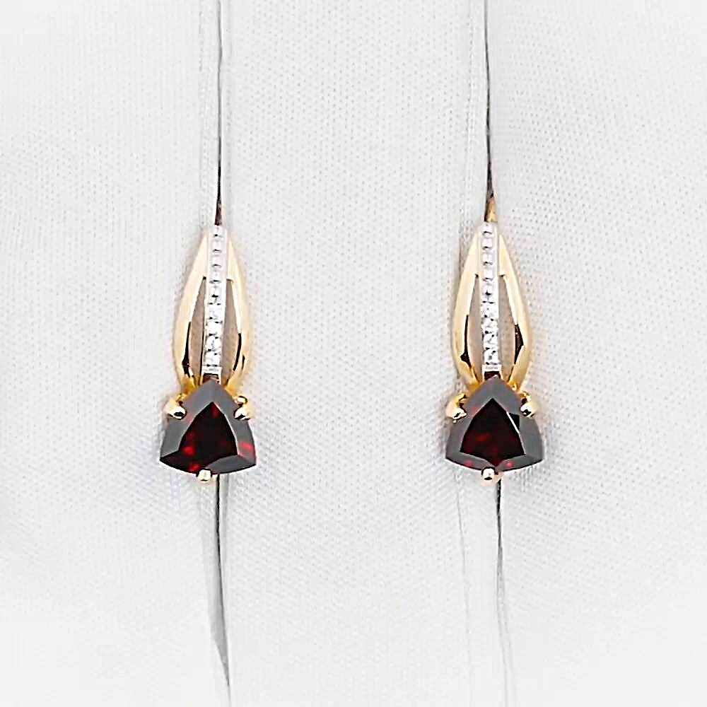 Серьги с гранатами и фианитами из красного золота 585 пробы 1