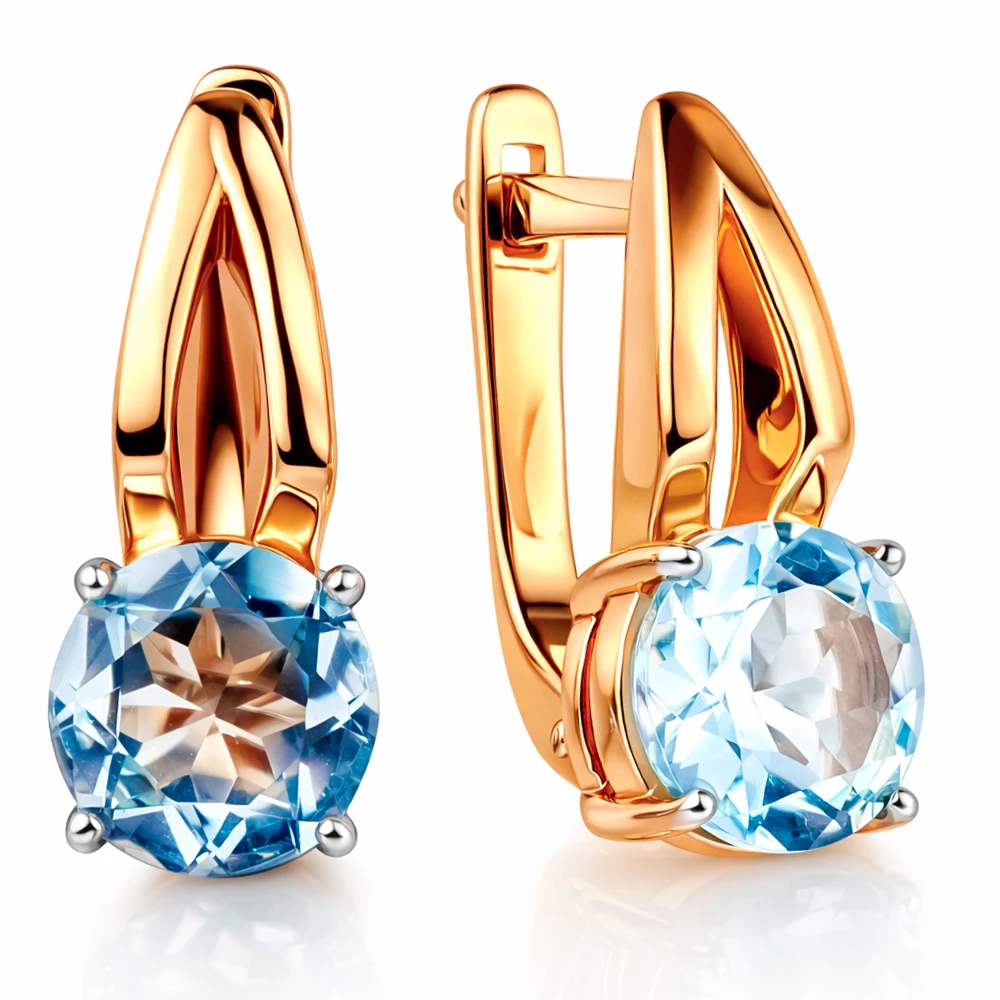 Серьги с топазами из красного золота 585 пробы