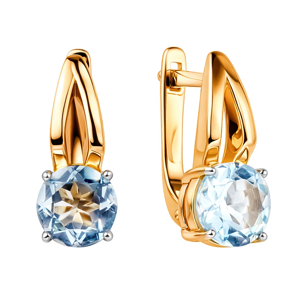 Серьги с топазами из красного золота 585 пробы