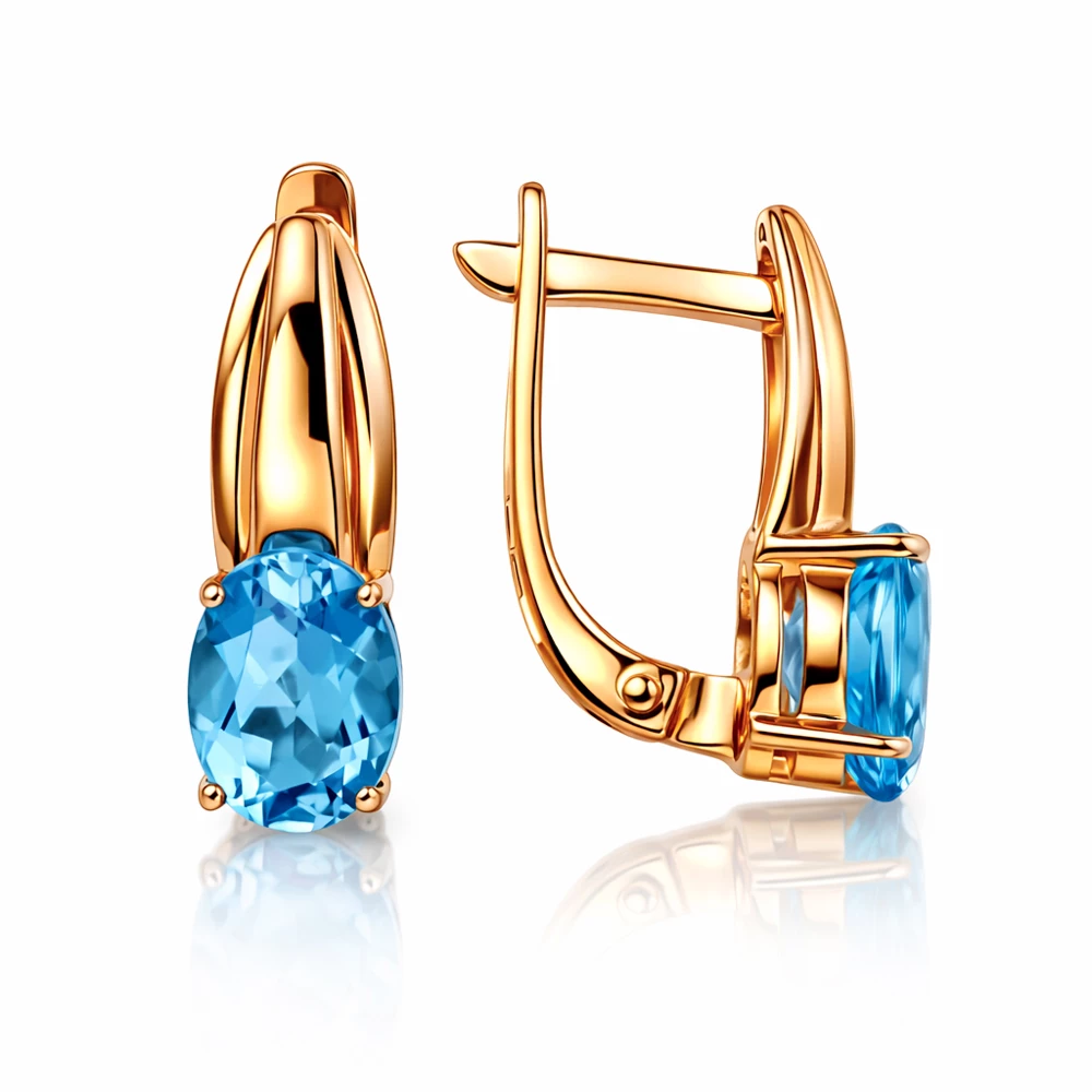 Серьги с топазами из красного золота 585 пробы