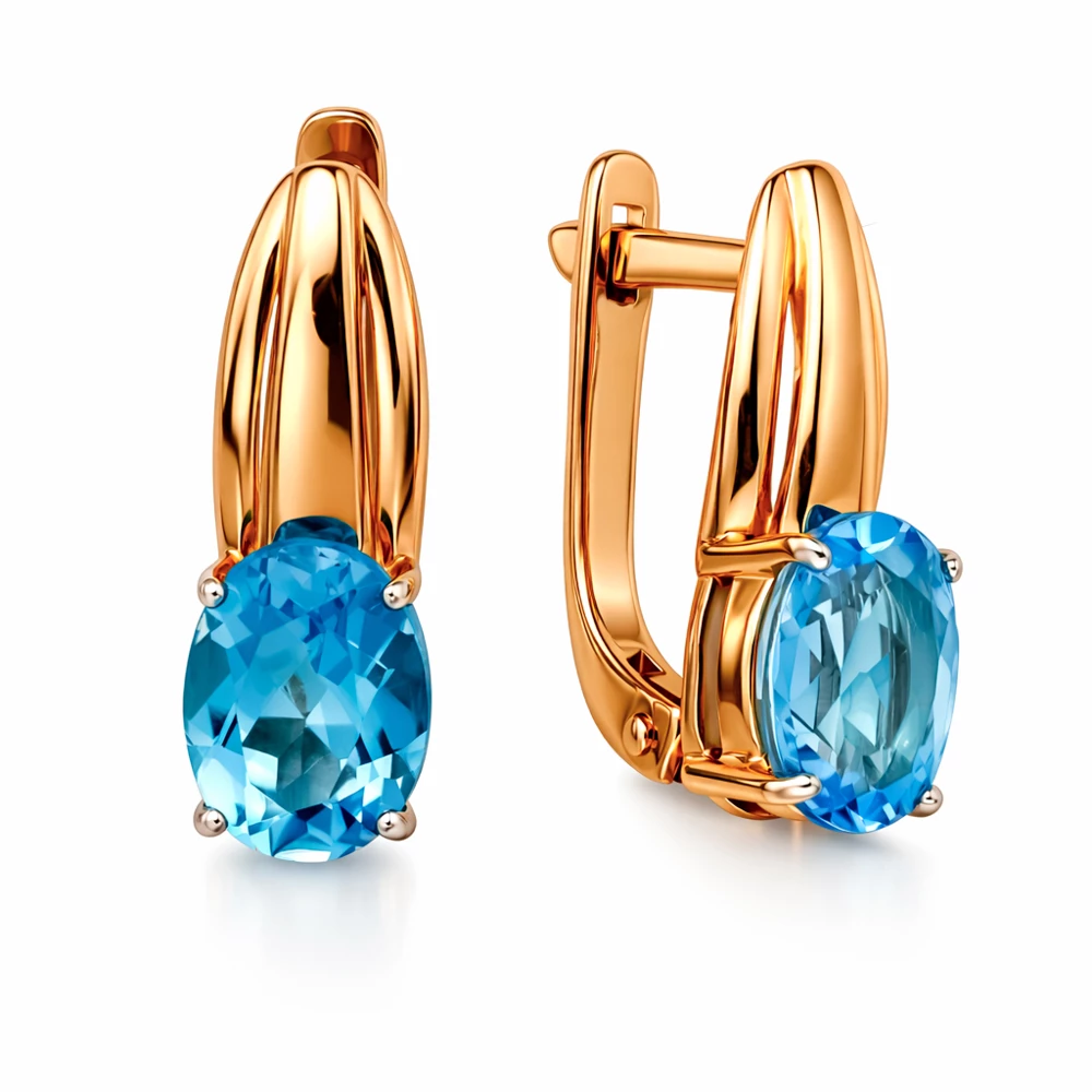 Серьги с топазами из красного золота 585 пробы