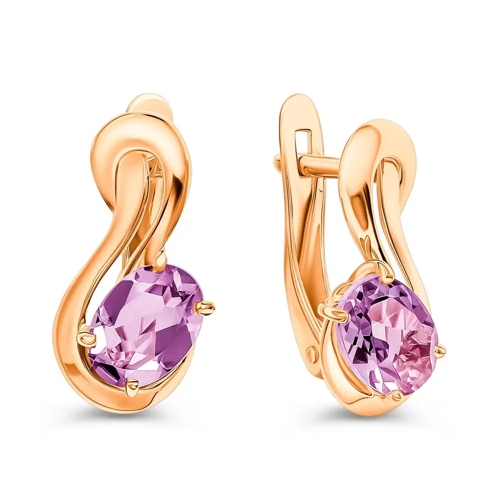 Серьги с аметистами из красного золота 585 пробы 1