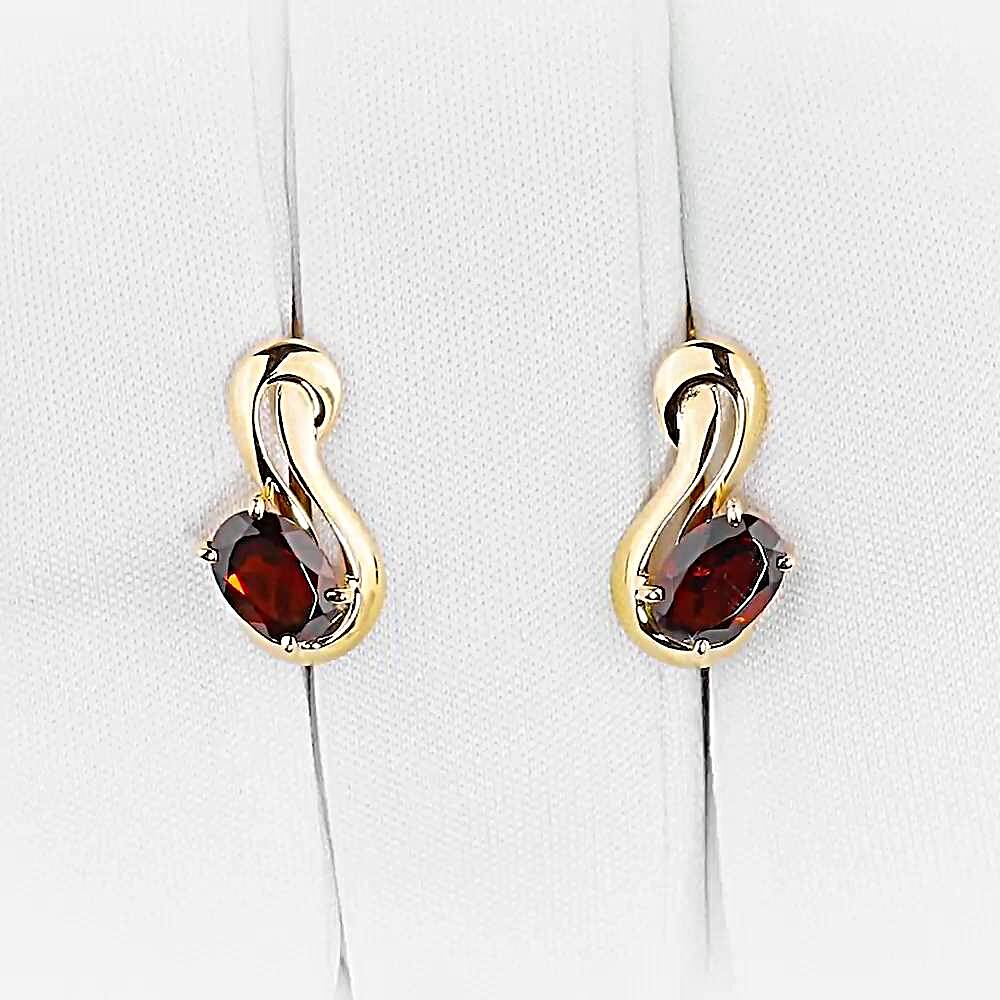 Серьги с гранатами из красного золота 585 пробы