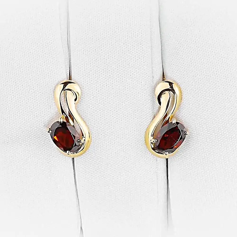 Серьги с гранатами из красного золота 585 пробы 1