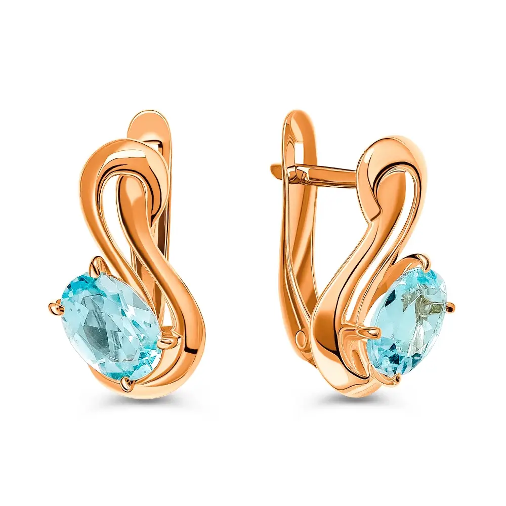 Серьги с топазами из красного золота 585 пробы 1