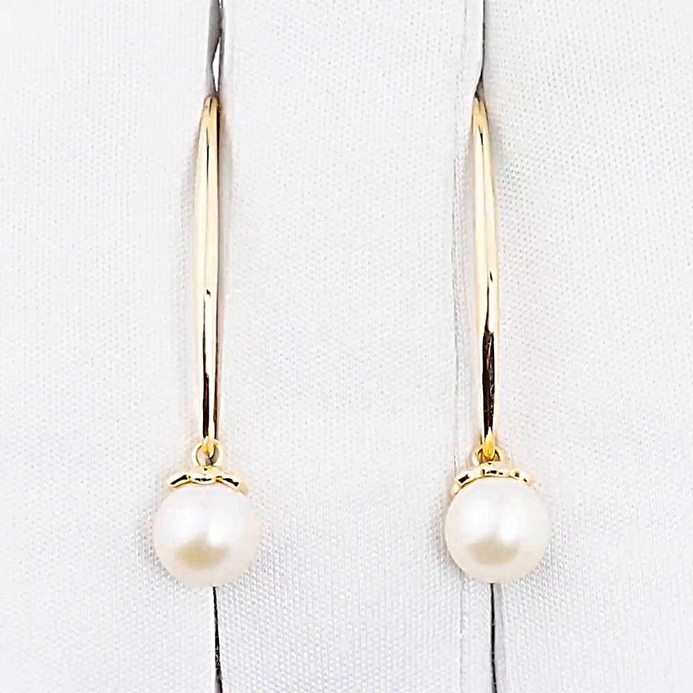 Серьги с культивированным жемчугом из красного золота 585 пробы 1