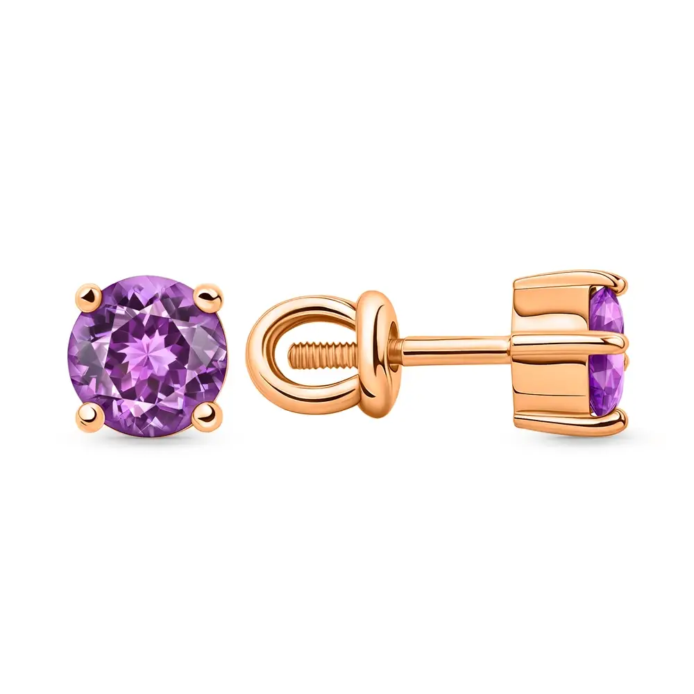 Серьги с аметистами из красного золота 585 пробы 3