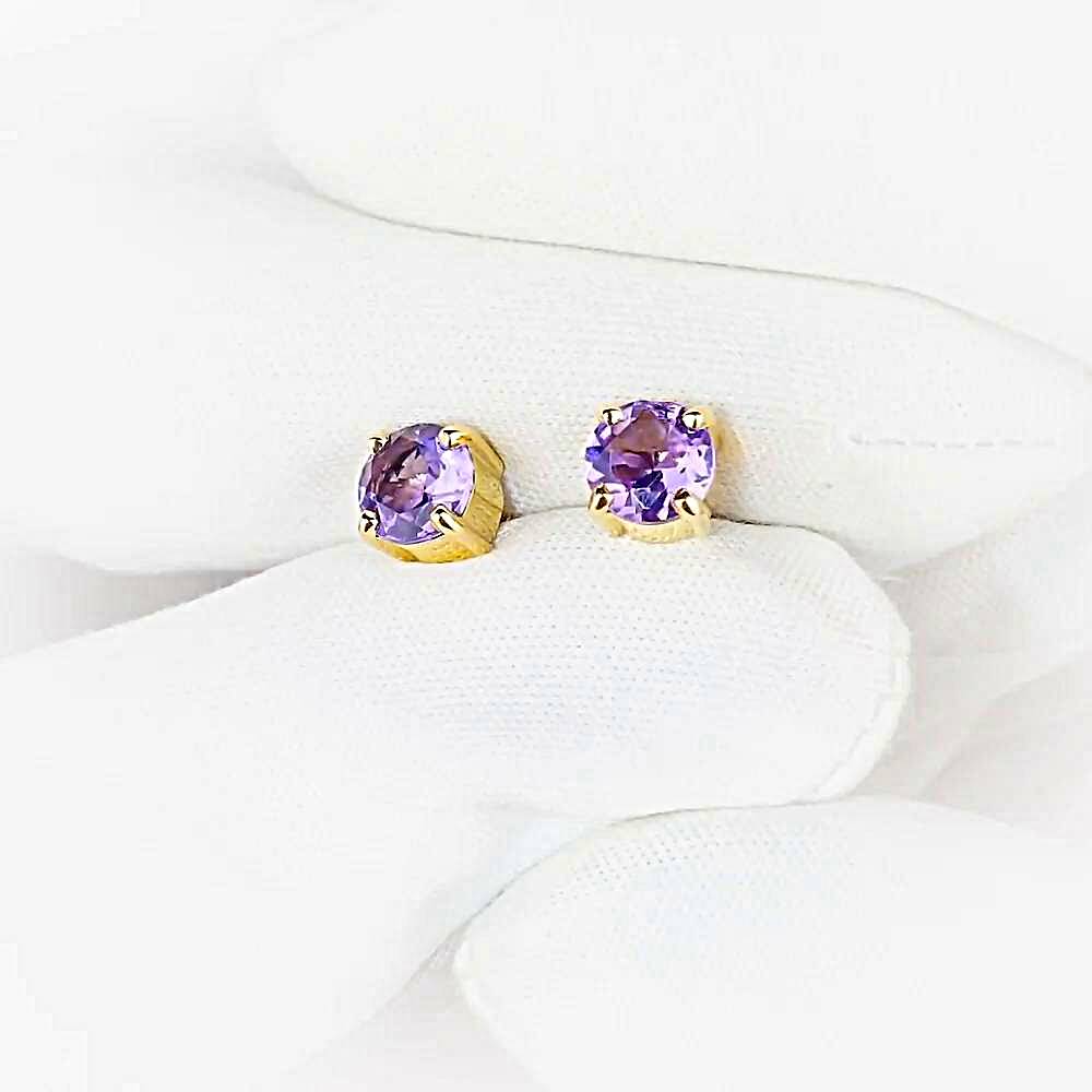 Серьги с аметистами из красного золота 585 пробы 1