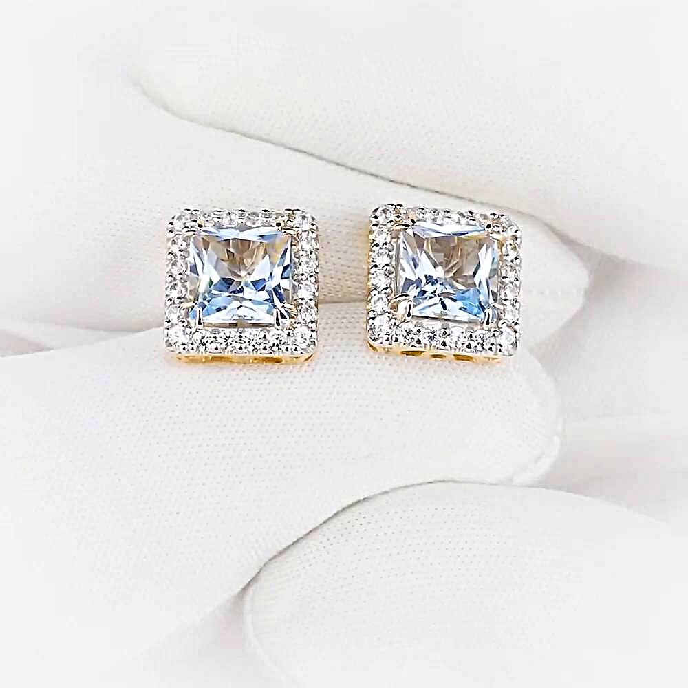 Серьги с топазами и фианитами из красного золота 585 пробы 1