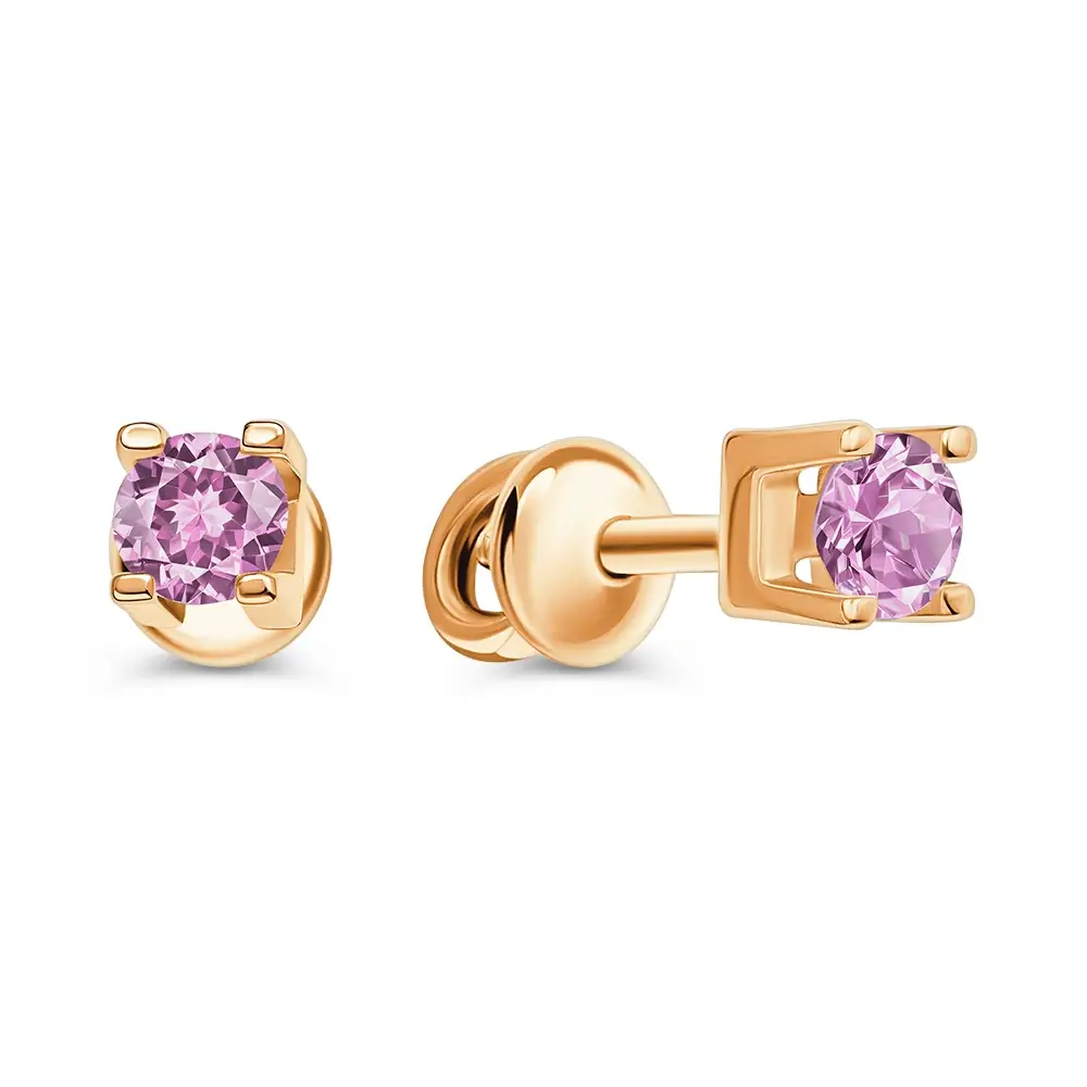 Серьги с аметистами из красного золота 585 пробы 1