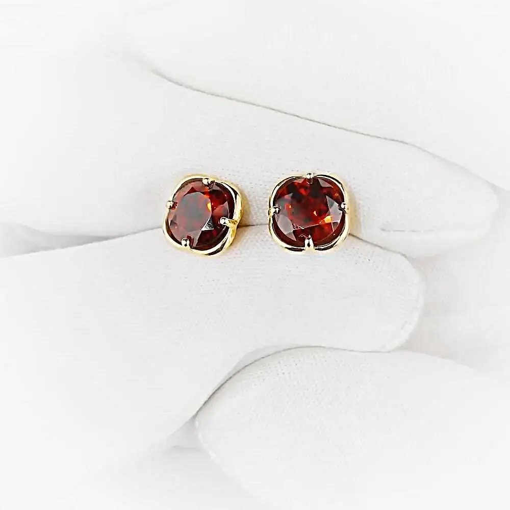 Серьги с гранатами из красного золота 585 пробы 2