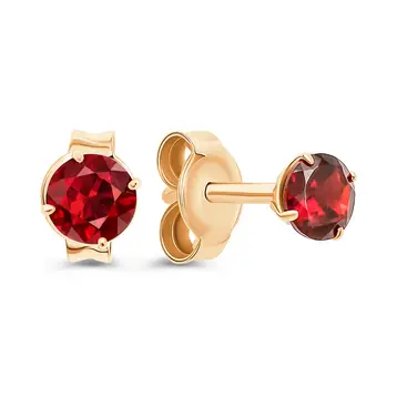 Серьги с гранатами из красного золота 585 пробы