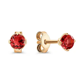 Серьги с гранатами из красного золота 585 пробы