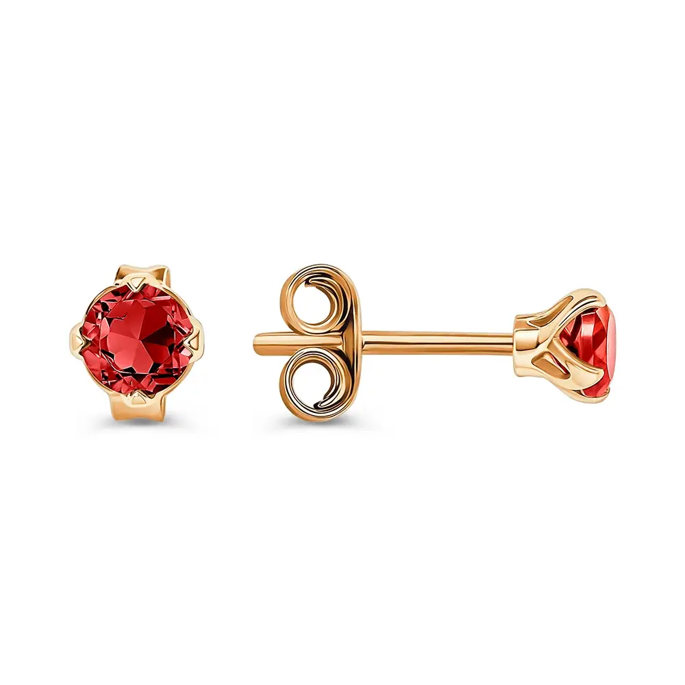 Серьги с гранатами из красного золота 585 пробы 3
